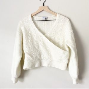 & Other Stories Faux Wrap Cable Knit Sweater